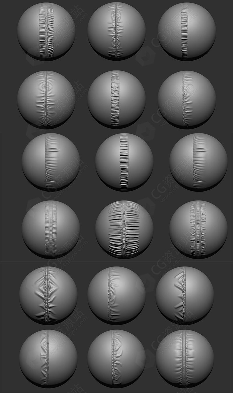 40个Zbrush接缝针迹笔刷预设+Alpha + 视频教程-图片2