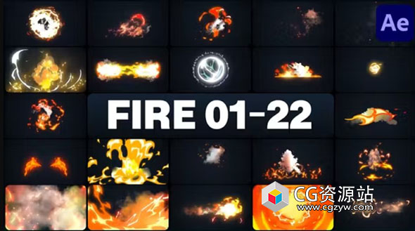 AE+PR+达芬奇-95个卡通火焰燃烧特效元素动画 Advanced Fire Elements