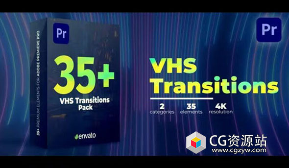 PR模板-30个高质量VHS元素过渡视频转场 VHS Transitions