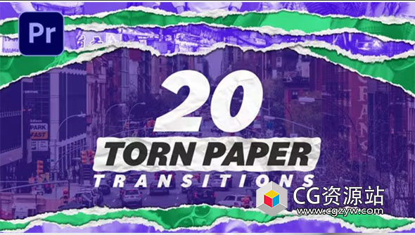 AE模板-20个4K撕纸过渡视频转场预设 Torn Paper Transitions