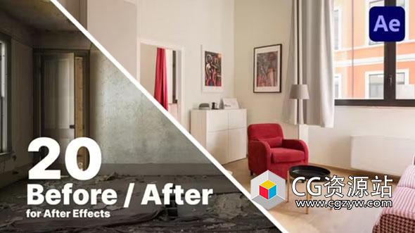 AE+PR模板-20种画面前后对比划像转场过渡 Before And After Comparison