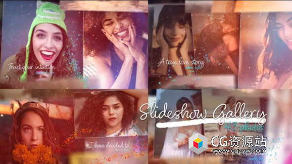 AE模板-浪漫情人节婚礼照片幻灯片相册片头 Romantic Photo Slideshow Gallery