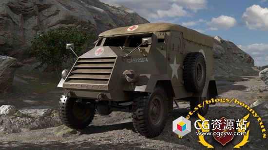 Blender/Substance Painter完整救护车建模贴图并制作动画视频教程