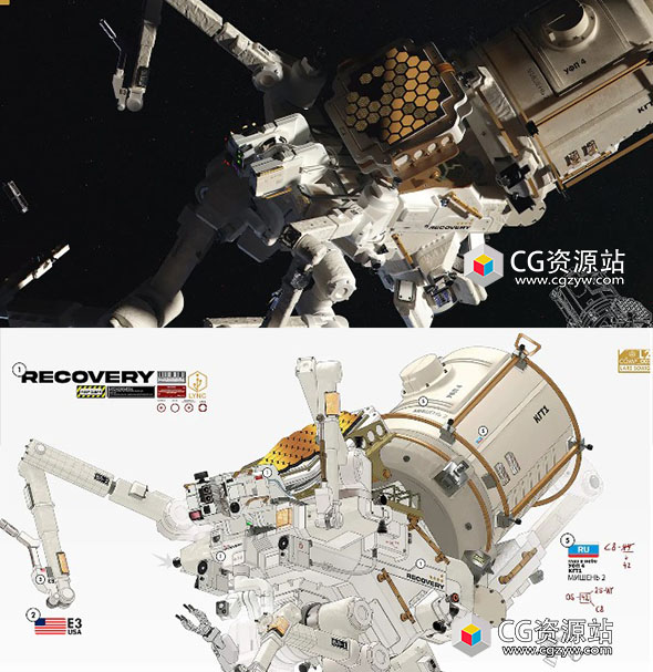 Maya太空飞船硬面建模贴图渲染视频教程+中英文字幕
