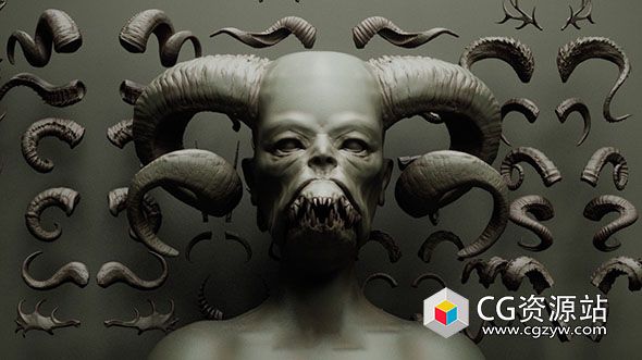 Zbrush 60组鹿角恶魔之角IMM和VDM笔刷3D模型合集-图片1