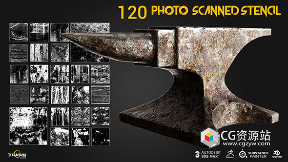 120组4K黑白金属石材木材表面划痕瑕疵高清纹理贴图素材