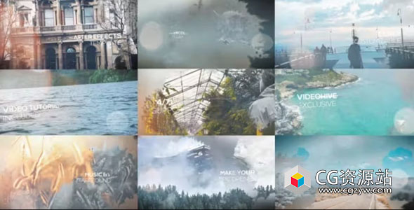 AE模板-大气史诗水彩水墨遮罩光效粒子动画预告片