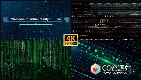 AE模板-科技感粒子汇聚数字空间搜索栏鼠标点击标志显示 Search in Digital Space