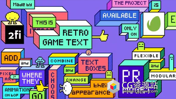 PR模板-8Bit复古游戏像素风格文字标题动画 Retro Game Text