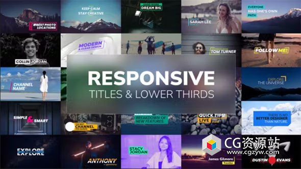 AE模板-132个自适应文字标题动画 Responsive Titles and Lower Thirds