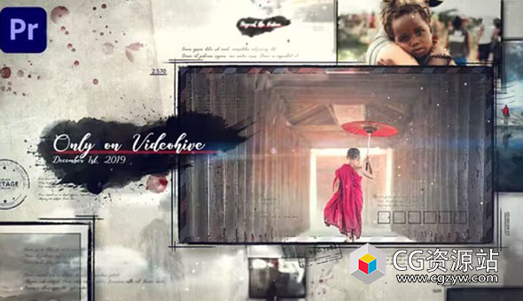 PR模板-视差复古照片回忆幻灯片水墨标题动画 Photo Memories Slideshow