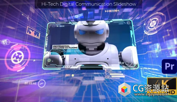 PR模板-科技感数字通信幻灯片推广视频宣传片介绍 Hi-Tech Digital Communication Slideshow