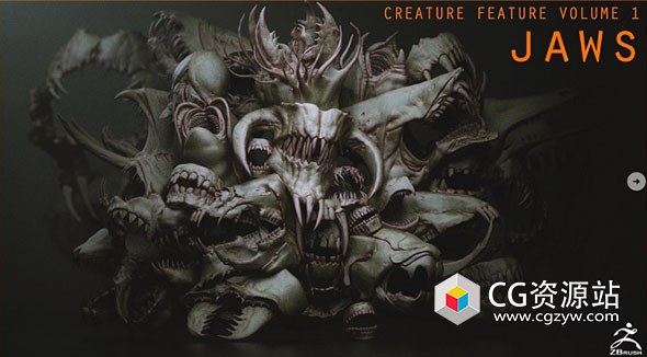 Zbrush33个怪物嘴头骨IMM笔刷模型包-图片1