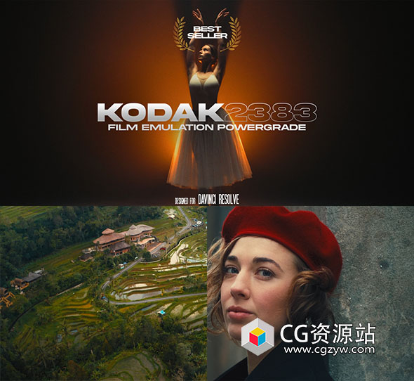 达芬奇调色节点-柯达2383光晕发光颗粒电影胶片模拟 Kodak 2383 Cinematic PowerGrade