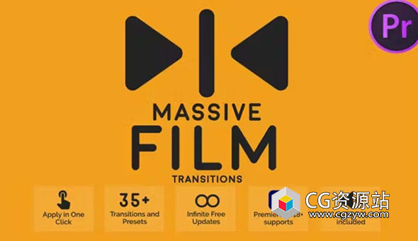 PR模板-35组炫酷复古电影胶片视频转场过渡 Massive Film Transitions