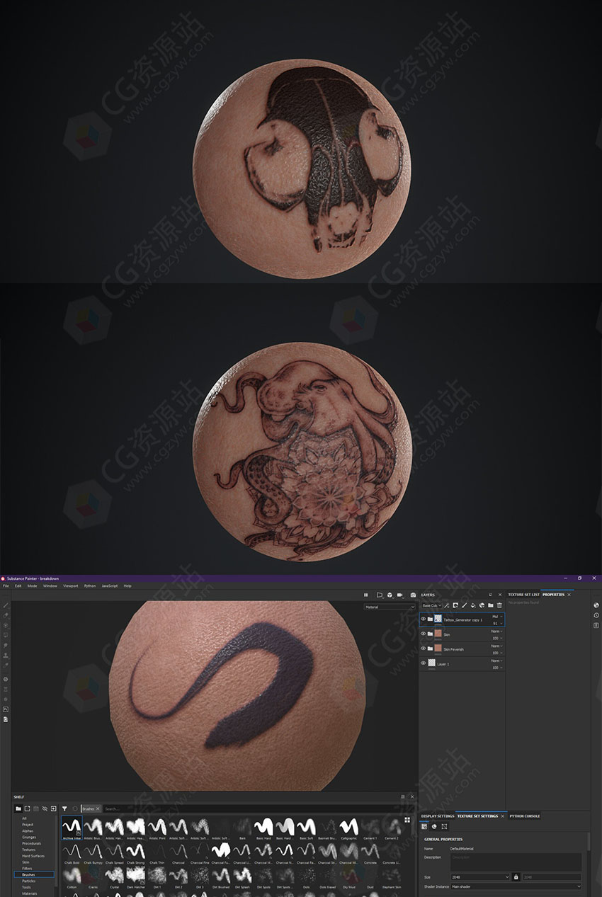 Substance Painter纹身智能材质 Tattoo Generator-图片2