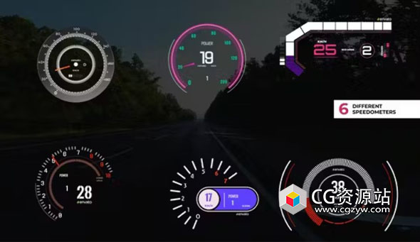 AE模板-汽车仪表速度表动画 Speedometer Pack Ver.2