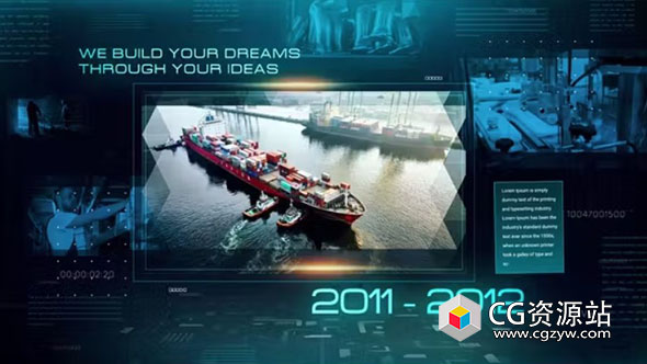 AE模板-工业工厂幻灯片科技感时间线图片展示片头 Industrial Factory Slideshow