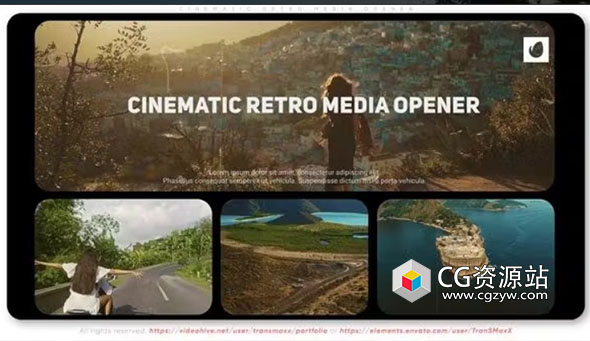 AE模板-复古多屏幕幻灯片视频开场 Cinematic Retro Media Opener