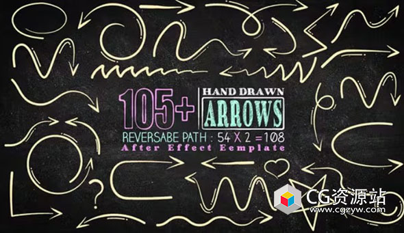 AE模板-105个手绘线条箭头图形动画 105 Hand Drawn Arrow Pack