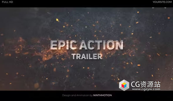 AE模板-电影预告片大气火星粒子动作视频宣传片头 The Movie Trailer Intro