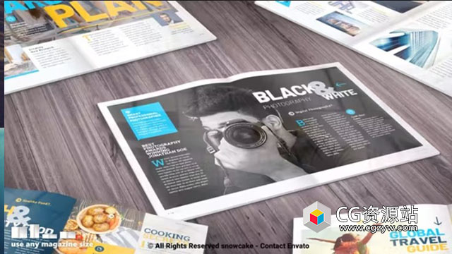 AE模板-时尚书籍杂志翻页展示动画 Magazine Pro Animation