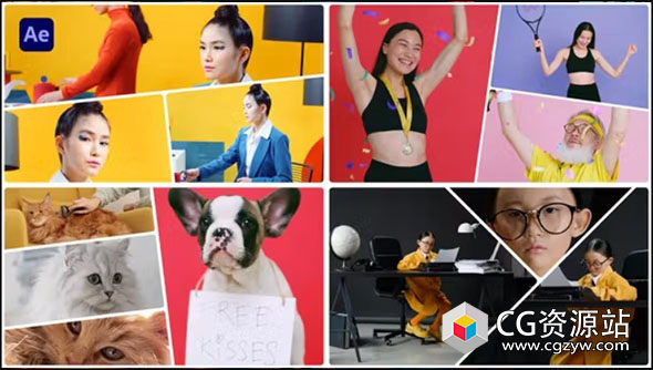 AE模板-创意分屏多视频画面拼贴动画 Multi Screen – Split Screen