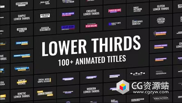 AE模板-100+文字标题字幕条出入动画预设
