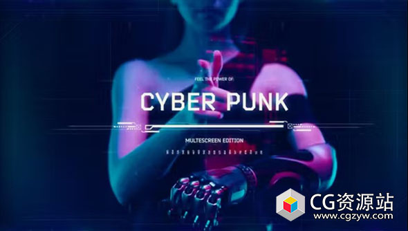 AE模板-酷炫赛博朋克Hud故障分屏幻灯片 Hud Glitch Splitscreen Slideshow