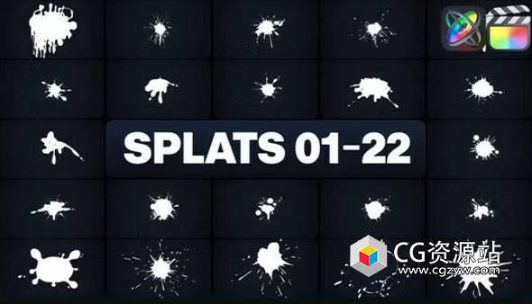 FCPX插件-22种卡通流体元素涂鸦手绘水墨油漆泼溅MG动画