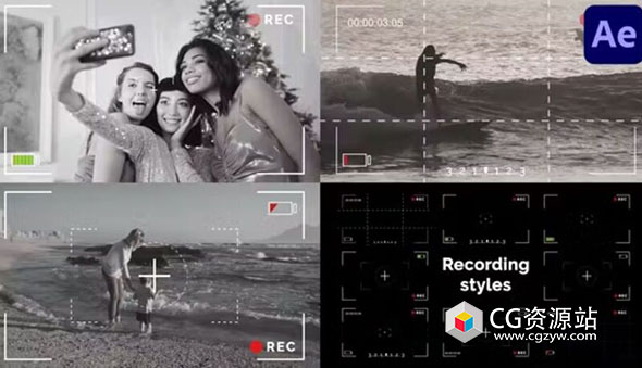 AE模板-取景框拍摄镜头UI界面录制视频动画 Recording Video Pack