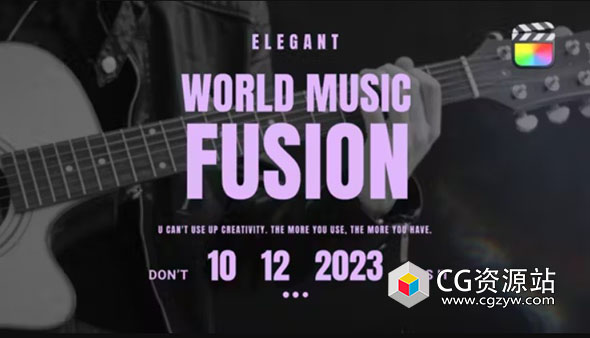 FCPX插件-8种4K动感紫色文字标题排版动画