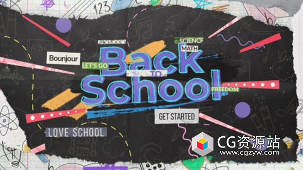 AE模板-回到学校开学卡通定格宣传片头 Back to School Intro Opener