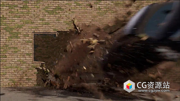 Houdini多层破坏汽车穿墙详细模拟特效视频教程