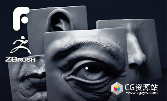 ZBrush面部眼睛鼻子耳朵嘴巴雕刻视频教程