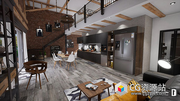 UE虚幻引擎三层别墅环境场景3D模型-图片1