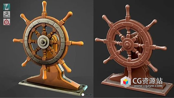 Maya Zbrush SP风格化船舵建模教程