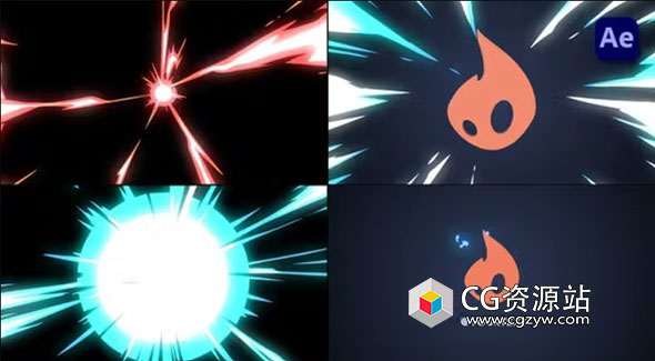 AE模板-二维卡通能量Logo动画 2D Cartoon Energy Logo Opener