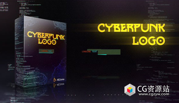 AE+PR模板-科技感信号损坏毛刺Logo动画 AEJuice Cyberpunk Glitch Logo Animation