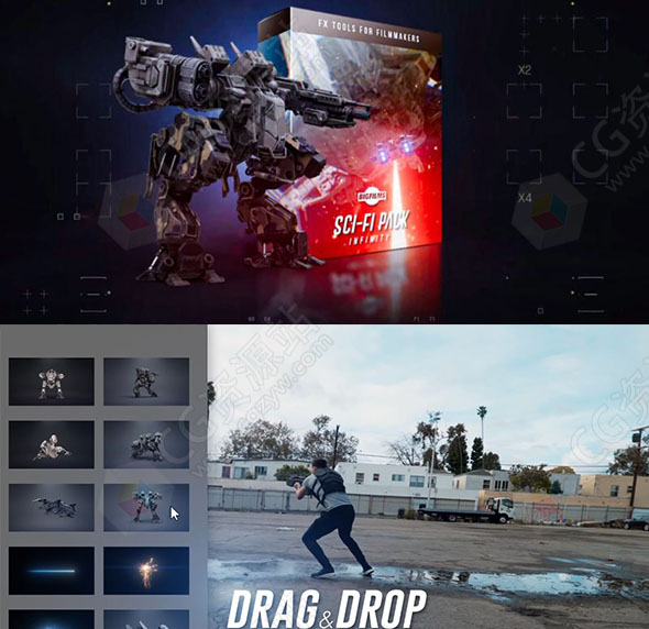 600种科幻电影太空飞船机甲机器人无人机激光HUD环境4K视频素材-图片1