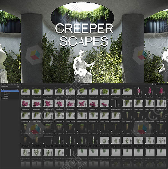 Blender自然景观常春藤爬山虎资产预设 Creeper Scapes-图片1