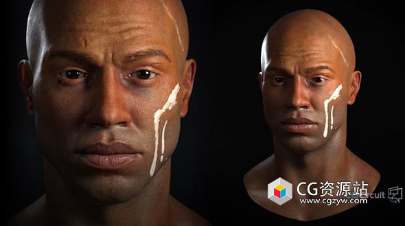 Zbrush与Mari制作逼真人物面部脸部角色模型视频教程+中英文字幕
