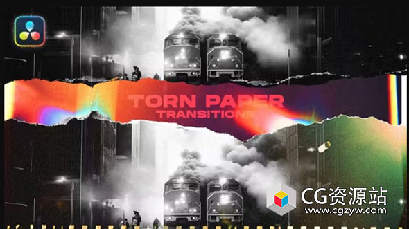 达芬奇模板-创意纸张撕裂转场过渡预设 Torn Paper Transitions V2
