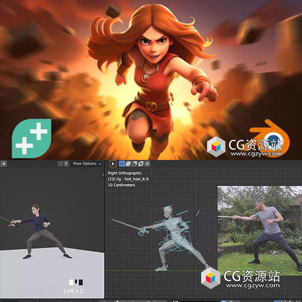 Blender游戏角色模型装配绑定动画视频教程+中英文字幕