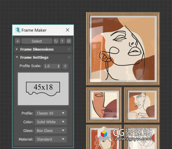 自动生成照片相框3DS MAX插件 Frame Maker v1.11