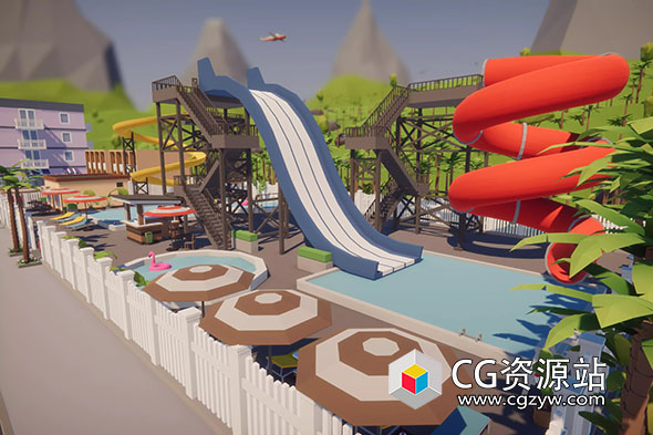 Unity低多边形热带度假城市包 Low Poly Tropical City v1.0