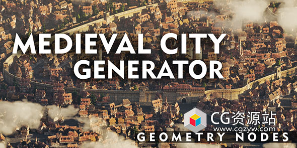 Blender中世纪城市建筑楼房生成模型预设 Medieval City Generator V1.2