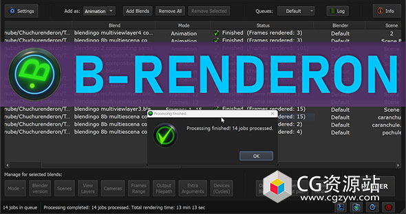 批量渲染管理Blender插件 B-Renderon V4.0 + V3.1 Win