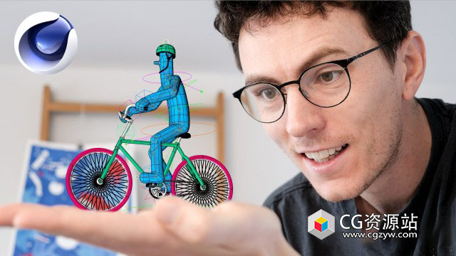 C4D教程人物骑自行车绑定动画+中英文字幕