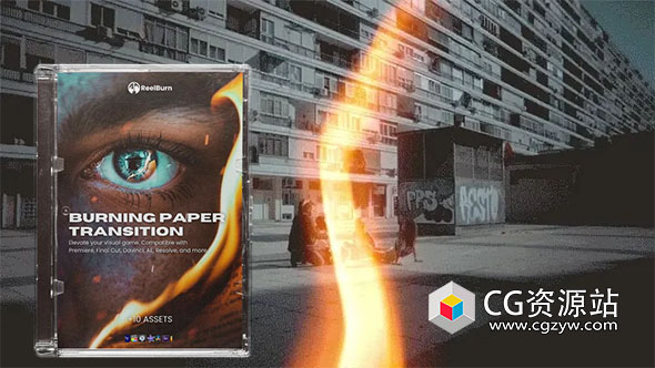 4K复古真实纸张燃烧火焰转场过渡胶片纹理视频素材-图片1